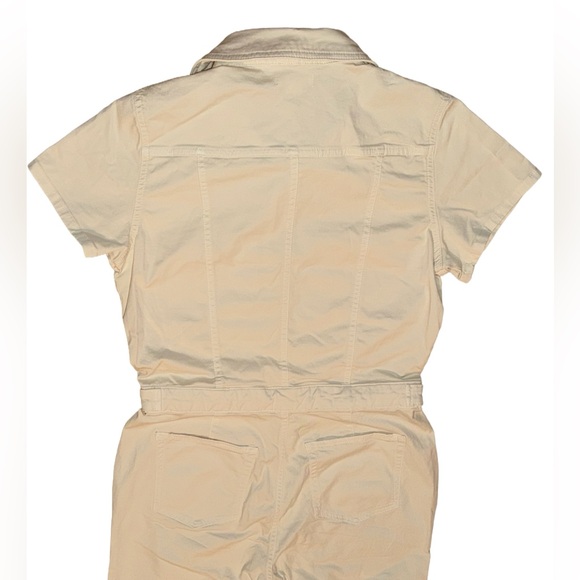 Good American Fit For Success Twill Palazzo Crop Jumpsuit in Ecru, Size: Large - Picture 10 of 14